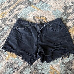 Aerie Midnight Black Ripped Jean Shorts